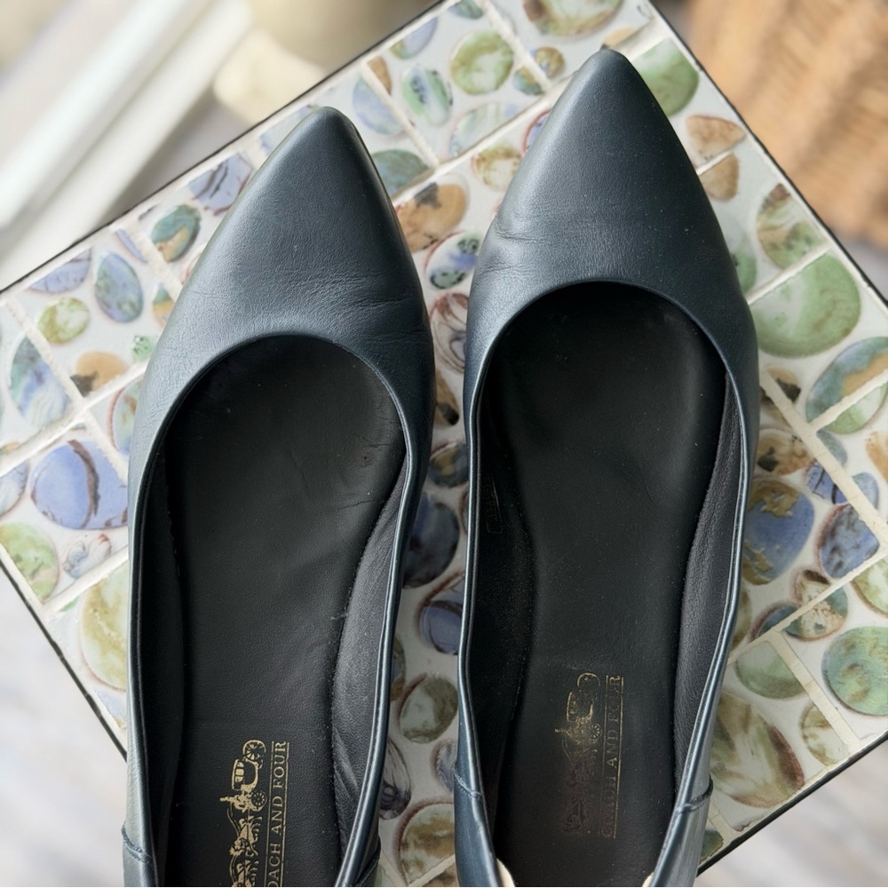 Coach and Four Navy Leather Flats